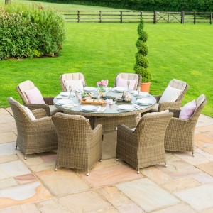 Maze Rattan Garden Furniture Winchester 8 Seat Round Dining Set with Venice Chairs & Ice Bucket