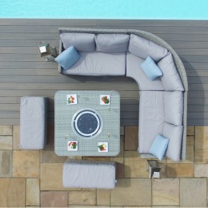 Maze Rattan Garden Furniture Oxford Royal Corner Grey Dining Set with Firepit Maze Rattan Garden Furniture Oxford Royal Corner Grey Dining Set with Firepit