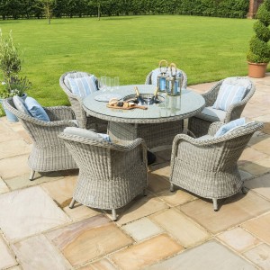 Maze Rattan Oxford 6 Seater Round Ice Bucket Set with Rounded Chairs