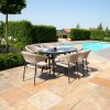 Maze Lounge Outdoor Fabric Pebble Taupe 6 Seat Oval Dining Set