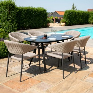 Maze Lounge Outdoor Fabric Pebble Taupe 6 Seat Oval Dining Set Maze Lounge Outdoor Fabric Pebble Taupe 6 Seat Oval Dining Set