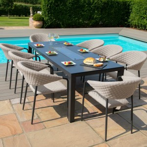 Maze Lounge Outdoor Fabric Pebble Taupe 8 Seat Rectangular Fire Pit Dining Set Maze Lounge Outdoor Fabric Pebble Taupe 8 Seat Rectangular Fire Pit Dining Set