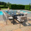 Maze Lounge Outdoor Fabric Pebble Taupe 8 Seat Rectangular Fire Pit Dining Set 
