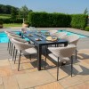 Maze Lounge Outdoor Fabric Pebble Taupe 8 Seat Rectangular Fire Pit Dining Set