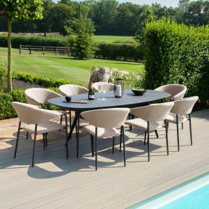 Maze Lounge Outdoor Fabric Pebble Taupe 8 Seat Oval Dining Set Maze Lounge Outdoor Fabric Pebble Taupe 8 Seat Oval Dining Set