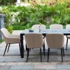 Maze Lounge Outdoor Fabric Zest Taupe 8 Seat Rectangular Fire Pit Dining Set