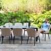 Maze Lounge Outdoor Fabric Zest Taupe 8 Seat Rectangular Fire Pit Dining Set