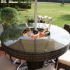 Maze Rattan Garden Furniture Brown 6 Seat Round Bar Set with Ice Bucket