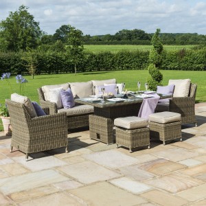 Maze Rattan Garden Furniture Winchester 3 Seat Sofa Set with Ice Bucket and Rising Table