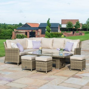 Maze Rattan Garden Furniture Winchester Ice Bucket Corner Rising Dining Table Set  