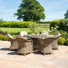 Maze Rattan Garden Furniture Winchester 6 Seat Round Fire Pit Table With Heritage Chairs