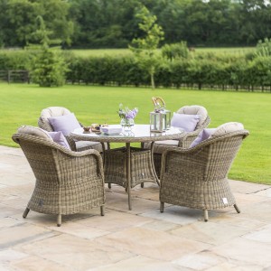 Maze Rattan Garden Furniture Winchester 4 Seater Dining Set with Heritage Chairs