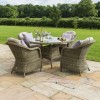Maze Rattan Garden Furniture Winchester 4 Seater Dining Set with Heritage Chairs