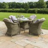 Maze Rattan Garden Furniture Winchester 4 Seater Dining Set with Heritage Chairs