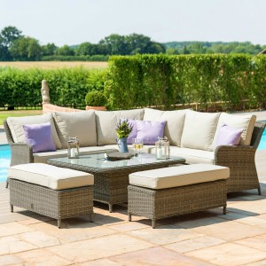 Maze Rattan Garden Furniture Winchester Royal Corner Bench Set with Rising Table  