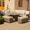 Maze Rattan Garden Furniture Winchester Royal Corner Dining Sofa Set with Fire Pit 