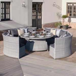Maze Rattan Garden Furniture Ascot Round Sofa Dining Set with Rising Table Maze Rattan Garden Furniture Ascot Round Sofa Dining Set with Rising Table