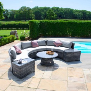 Maze Rattan Garden Furniture Grey Half Moon Sofa Set Maze Rattan Garden Furniture Grey Half Moon Sofa Set