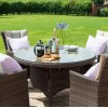 Maze Rattan Garden Furniture LA Brown 4 Seater Round Dining Table Set