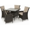 Maze Rattan Garden Furniture LA Brown 4 Seater Square Dining Table Set