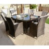 Maze Rattan Garden Furniture LA Brown 6 Seat Oval Ice Bucket Dining Set with Lazy Susan