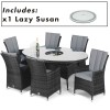 Maze Rattan Garden Furniture LA Grey 6 Seat Oval Ice Bucket Dining Set with Lazy Susan