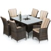 Maze Rattan Garden Furniture LA 6 Seater Brown Rectangular Ice Bucket Dining Set