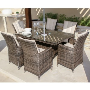 Maze Rattan Garden Furniture LA 6 Seater Brown Rectangular Ice Bucket Dining Set Maze Rattan Garden Furniture LA 6 Seater Brown Rectangular Ice Bucket Dining Set