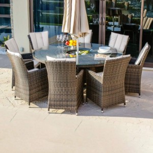 Maze Rattan Garden Furniture LA Brown 8 Seat Round Ice Bucket Dining Set with Lazy Susan Maze Rattan Garden Furniture LA Brown 8 Seat Round Ice Bucket Dining Set with Lazy Susan