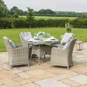 Maze Rattan Garden Furniture Oxford 4 Seat Round Dining Set With Venice Chairs Maze Rattan Garden Furniture Oxford 4 Seat Round Dining Set With Venice Chairs