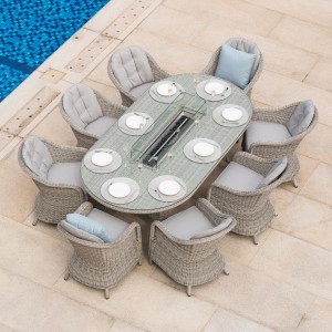 Maze Rattan Garden Furniture Oxford 8 Seat Oval Fire Pit Table & Heritage Chairs Maze Rattan Garden Furniture Oxford 8 Seat Oval Fire Pit Table & Heritage Chairs