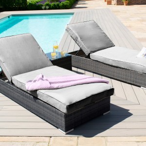 Maze Rattan Garden Furniture Grey Orlando Sunlounger Set