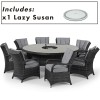 Maze Rattan Garden Furniture Grey Texas 8 Seat Round Ice Bucket Dining Set with Lazy Susan