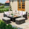 Maze Rattan Garden Furniture Richmond Brown Corner Bench Set with Rising Table