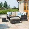 Maze Rattan Garden Furniture Richmond Brown Corner Bench Set with Rising Table