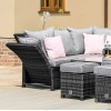 Maze Rattan Garden Furniture Henley Grey Corner Sofa with Reclining Arms