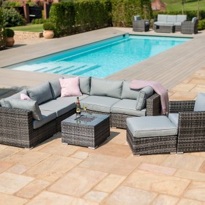 Maze Rattan Garden Furniture Grey London Corner with Ice Bucket and Chair