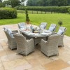 Maze Rattan Garden Furniture Oxford Oval Ice Bucket Table with 8 Venice Chairs & Lazy Susan