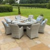 Maze Rattan Garden Furniture Oxford Oval Ice Bucket Table with 8 Venice Chairs & Lazy Susan