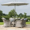 Maze Rattan Garden Furniture Oxford 4 Seat Round Dining Set with Heritage Chairs