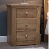 Torino Solid Oak Furniture 3 Drawer Narrow Bedside Cabinet