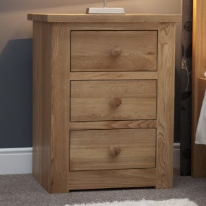 Torino Solid Oak Furniture 3 Drawer Narrow Bedside Cabinet Torino Solid Oak Furniture 3 Drawer Narrow Bedside Cabinet