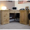 Torino Solid Oak Office Furniture Corner Computer Desk with 3 Drawer 1 Door