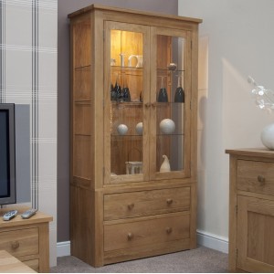 Torino Solid Oak Furniture 2 Door Glass Display Unit Torino Solid Oak Furniture 2 Door Glass Display Unit
