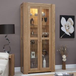 Trend Solid Oak Furniture 2 Door Glass Display Unit Trend Solid Oak Furniture 2 Door Glass Display Unit