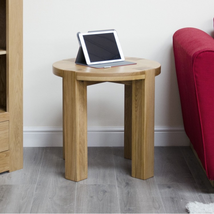 Trend Solid Oak Furniture Round Lamp Table