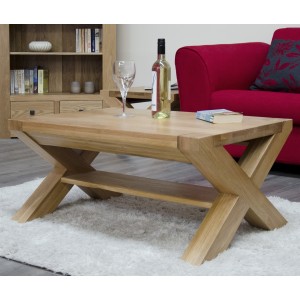 Trend Solid Oak Furniture X-Leg 3ft x 2ft Coffee Table Trend Solid Oak Furniture X-Leg 3ft x 2ft Coffee Table