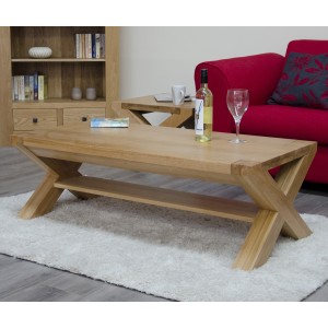Trend Solid Oak Furniture X-Leg 4ft x 2ft Coffee Table Trend Solid Oak Furniture X-Leg 4ft x 2ft Coffee Table