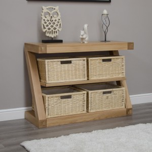 Z Solid Oak Furniture Basket Console Table Z Solid Oak Furniture Basket Console Table