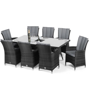Maze Rattan LA 8 Seat Grey Rectangular Dining Ice Bucket Garden Set Maze Rattan LA 8 Seat Grey Rectangular Dining Ice Bucket Garden Set
